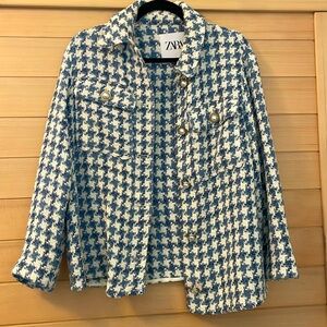 Zara Tweed Overshirt with Pearl Buttons